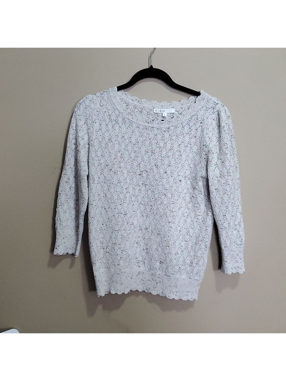 Cleo Beige Knit Sweater Size Small